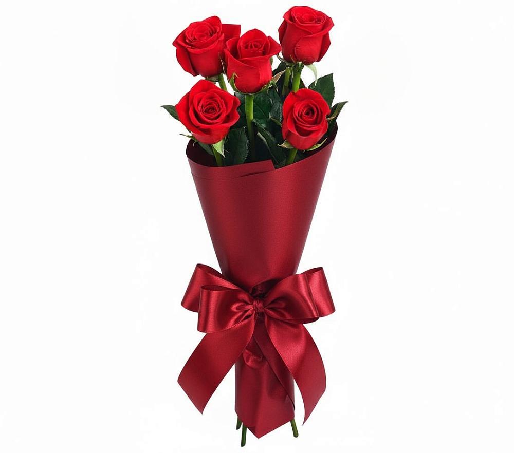 Букет 5 Красных роз Эдлесс Лав в Рождественской Ставропольский край