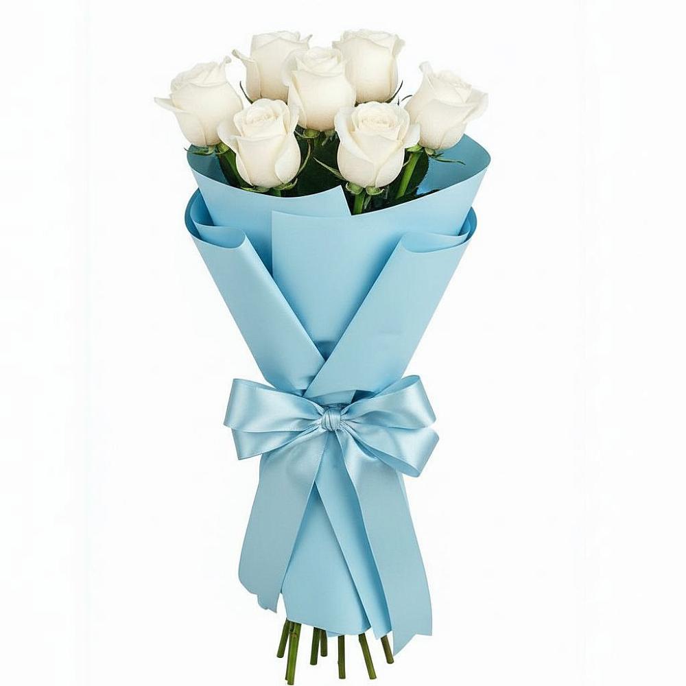 Букет 7 белых роз Проуд в Рождественской Ставропольский край