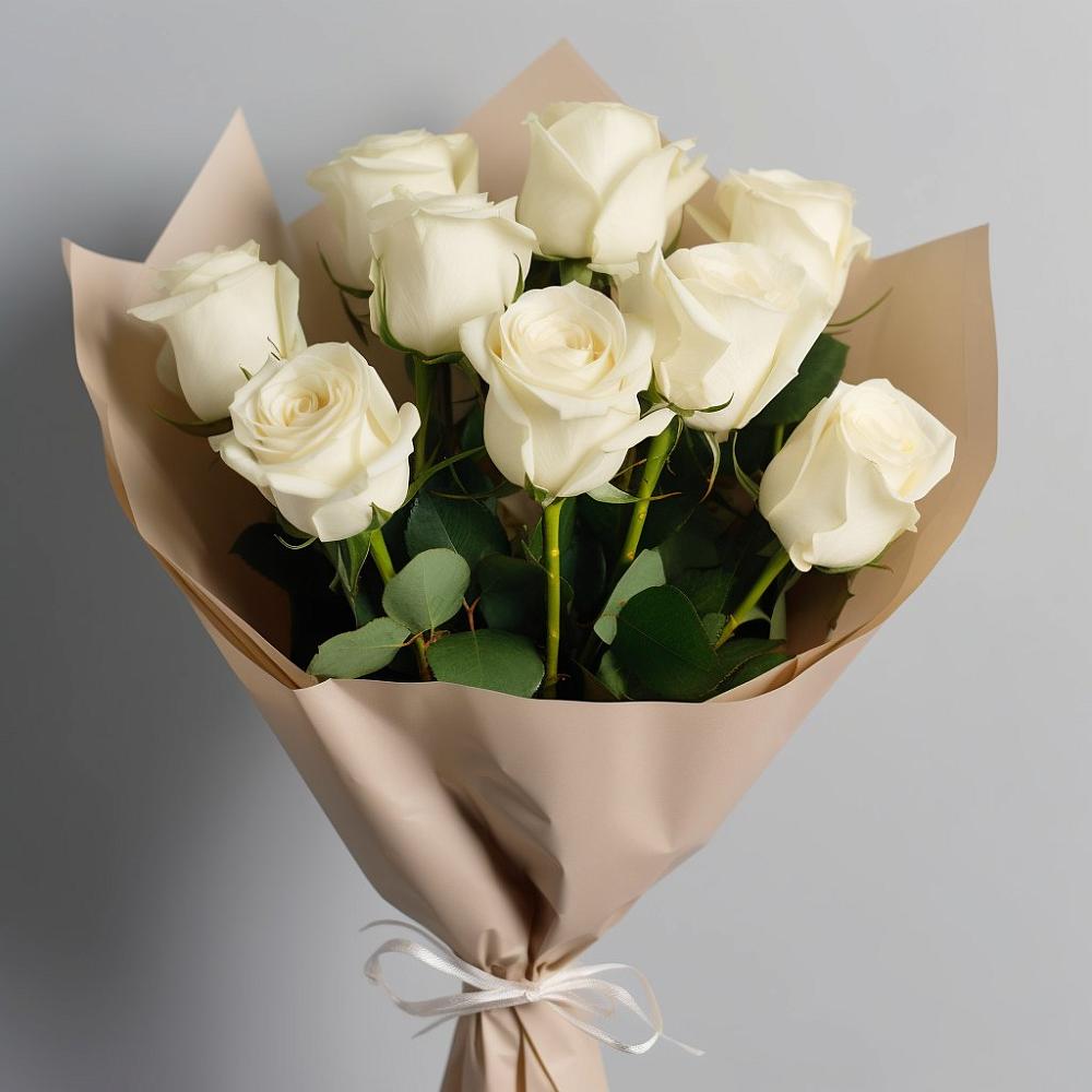 Букет 9 Белых роз Эдлесс Лав в Рождественской Ставропольский край