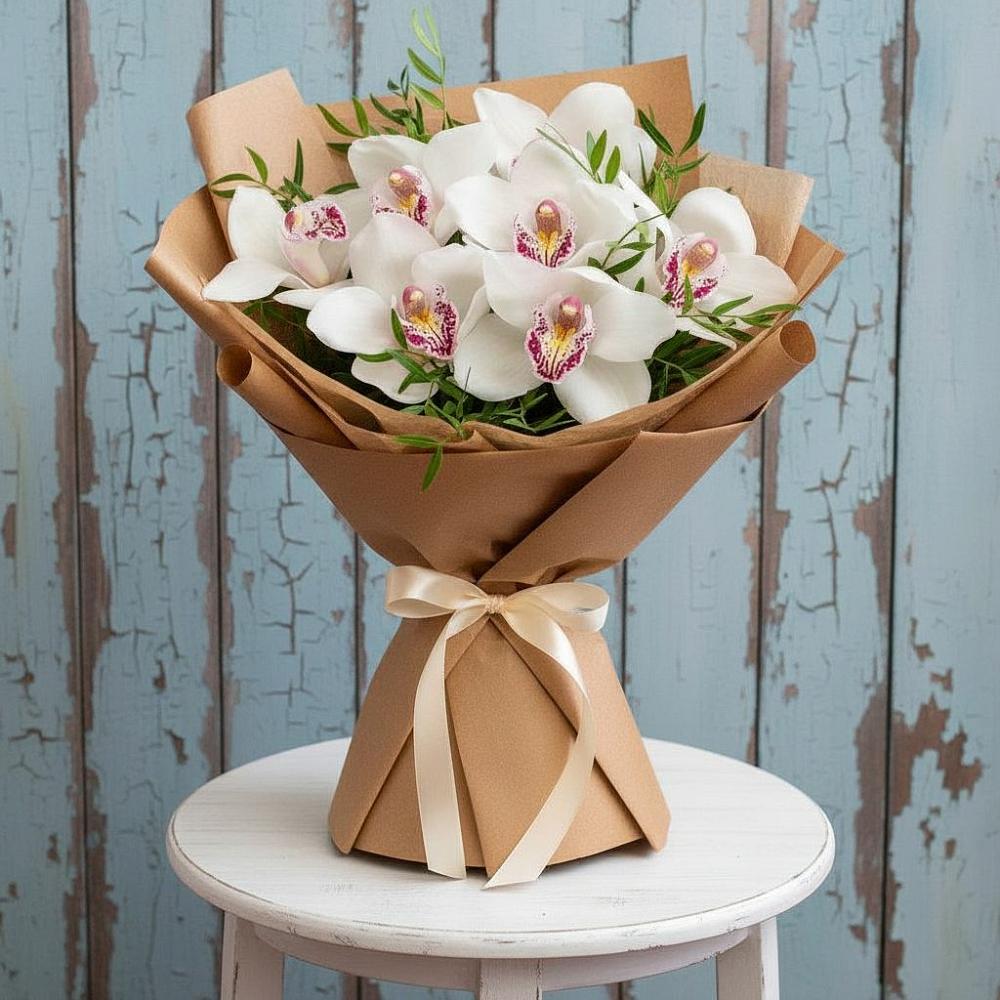 Букет цветов из: Орхидеи и Розы в Рождественской Ставропольский край