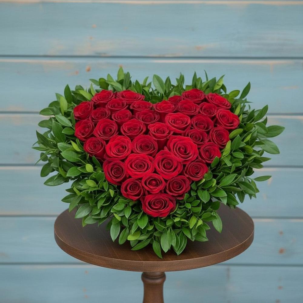 Цветочная композиция из Розы в виде сердца в Рождественской Ставропольский край