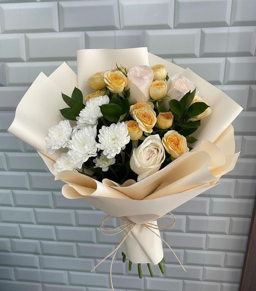 Букет цветов из: Розы и Хризантемы в Рождественской Ставропольский край