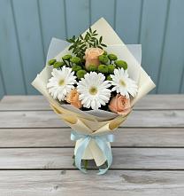 Букет цветов из:  Герберы, Розы и Хризантемы в Рождественской Ставропольский край
