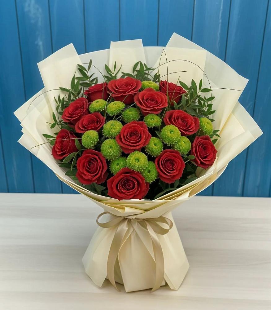 Букет цветов из: Розы и Хризантемы в Рождественской Ставропольский край