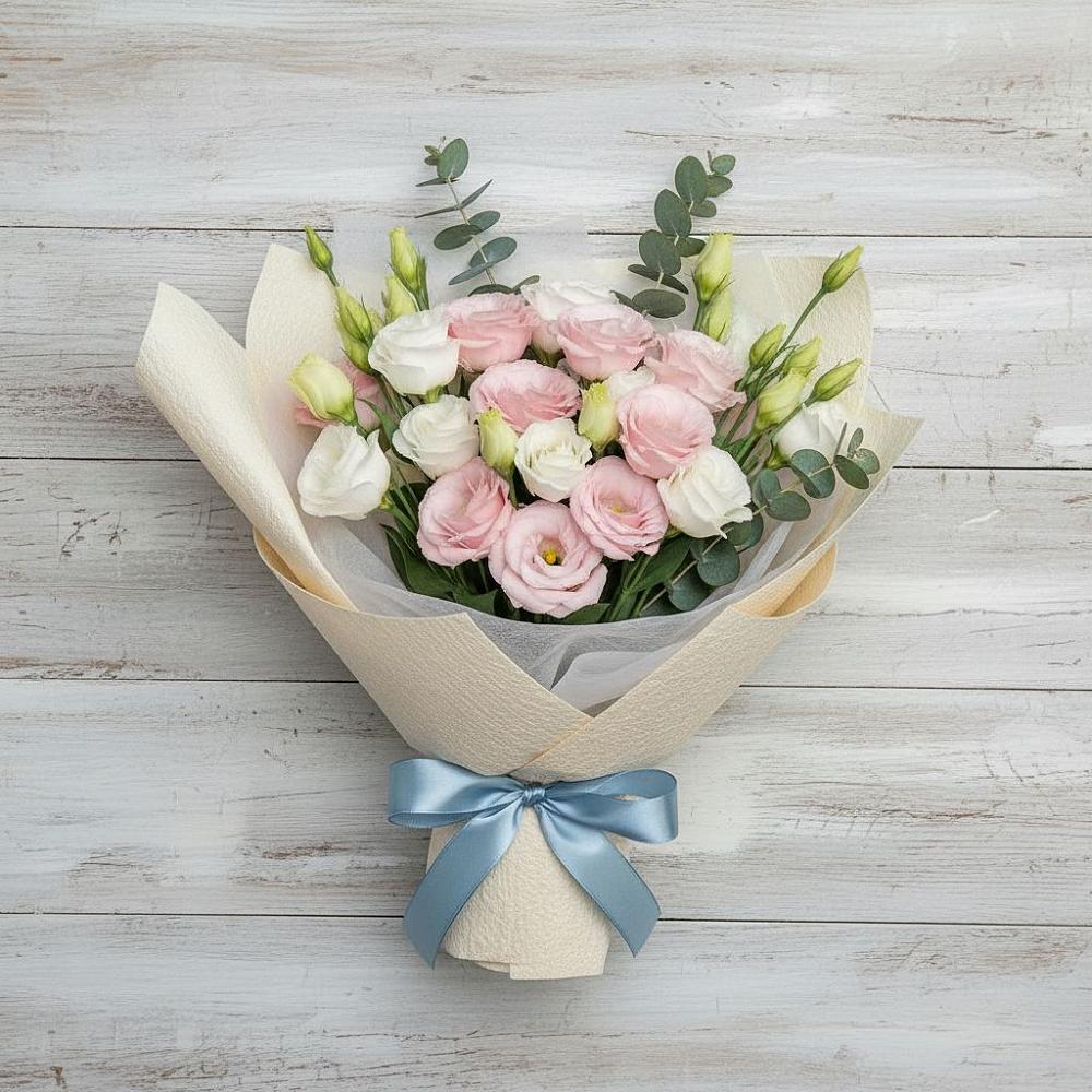 Букет цветов из: Лизиантусы в Рождественской Ставропольский край